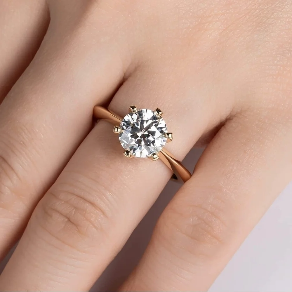 CERTIFIED 18k Yellow Gold 3.ct Diamond Ring Engagement Moissanite 925 Wedding